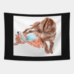 A Vizsla Puppy With Friend Tapestry