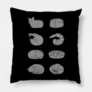 Cat Looks Like Food - grey Pillow