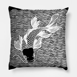 Koi Fish Great Wave Tattoo Pillow