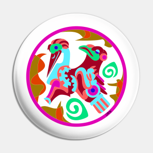 the floral birds in magical and wonderful glyph ecopop art Pin