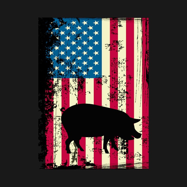 Pig American Flag USA Patriotic 4th Of July Gifts by KittleAmandass