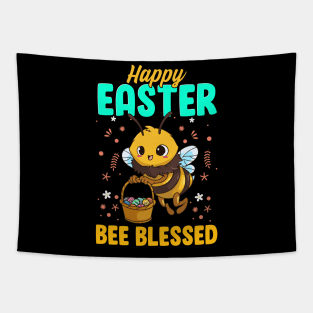 Happy Easter Bee Blessed Egg Hunter Basket Tapestry