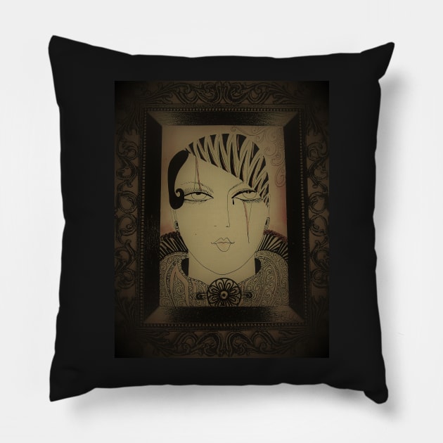 ART DECO PIERROT GIRL IN FRAME Pillow by jacquline8689