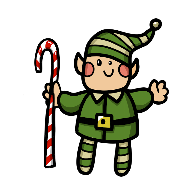 Elf Christmas helper with candy by sianelliot