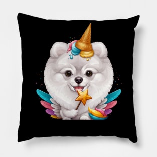 White Pomeranian Ice Cream Unicorn Pillow