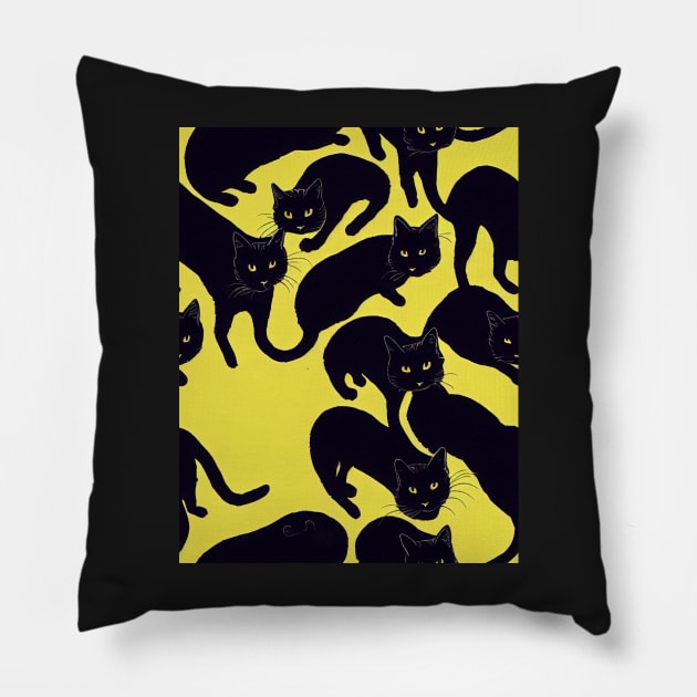 Black Cats for Cat lovers. Perfect gift for National Black Cat Day, model 7 Pillow by Endless-Designs