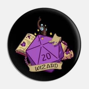 Dnd Wizard D20 dice Pin