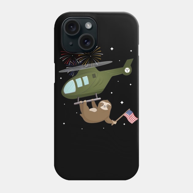 Cute baby sloth rides helicopter Phone Case by M Humor