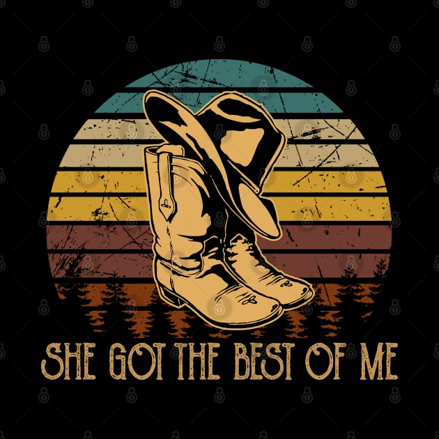 She Got The Best Of Me Country Music Cowboy Hat Boot by Monster Gaming