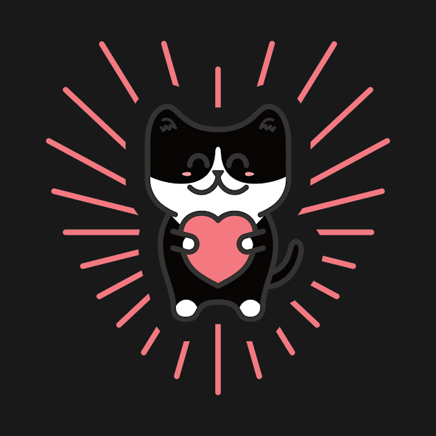 Cute Tuxedo Love Cat by Mob73