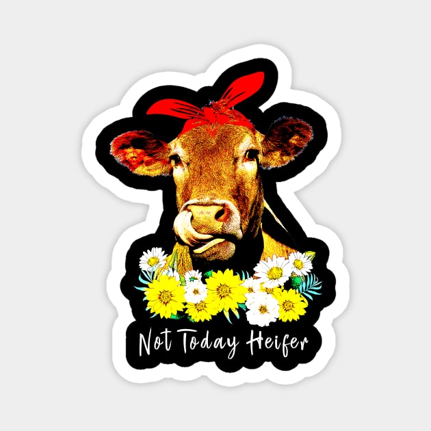 Not today Heifer - cute cow floral Magnet by CMDesign