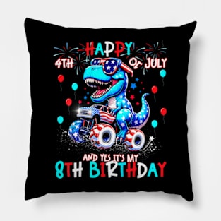 Kids Happy 4th of July And Yes It’s My 8th Birthday 8 year old Pillow