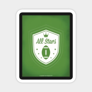 All Stars Football Art in Green Magnet