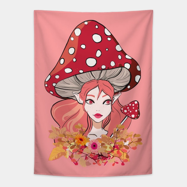 Mushroom fairy Tapestry by Mimie20