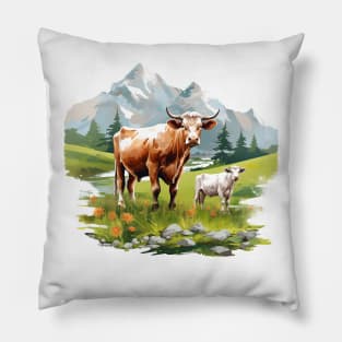 Farm Cow Art Pillow