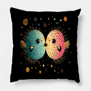 Puffer Fish Couple Valentine Pillow