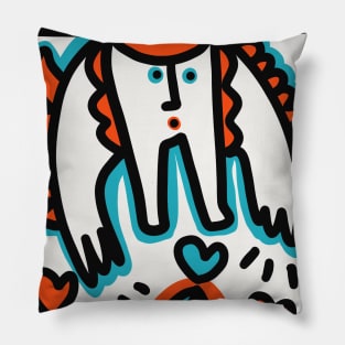 Cool Graffiti Doodle Orange Blue Lovely Creatures Pillow