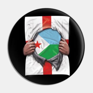 Djibouti Flag English Flag Ripped - Gift for Djiboutian From Djibouti Pin