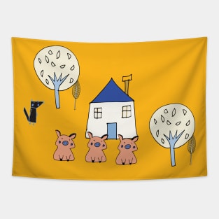 Tree Little Pigs Tapestry