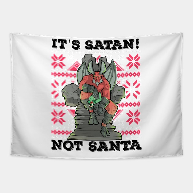 Ugly Christmas Satan Satanic Santa Devil Gothic Occult Goth Tapestry by TellingTales