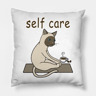 Funny Siamese Cat Self Care yoga Pillow