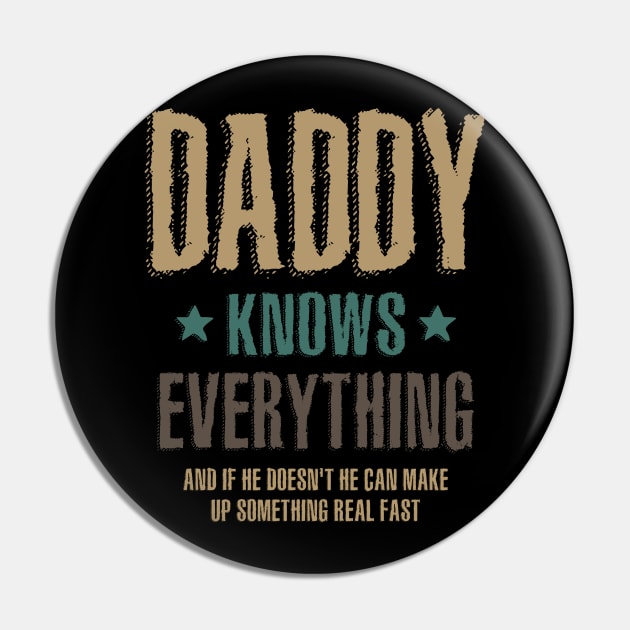 Mens Daddy Knows Everything Father's Day Gift Pin by cidolopez