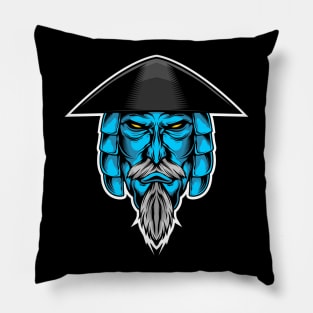 blue samurai Pillow