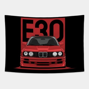 E30 Car Illustration - Red Tapestry