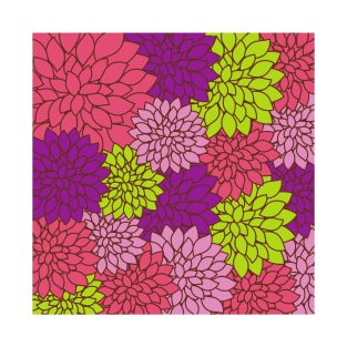 Dahlia Flowers, Colorful Flowers, Floral Pattern T-Shirt