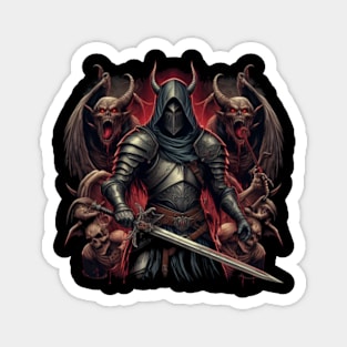 Shadow Sentinel - Dark Demon Warrior Tee Magnet