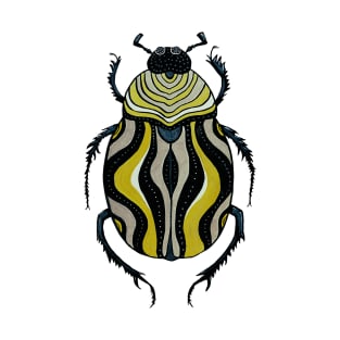 Cool Beetle With Stripes Ink Drawing T-Shirt