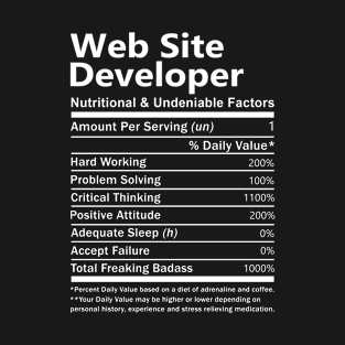 Web Site Developer T Shirt - Nutritional and Undeniable Factors Gift Item Tee T-Shirt