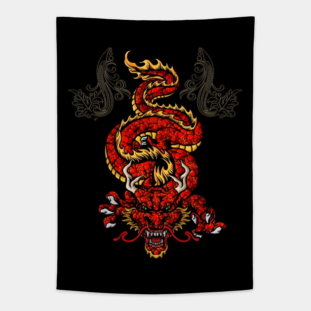 Awesome angry asian dragon Tapestry by Nicky2342