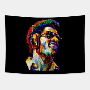 Stevie Wonder in Pop Art Neon Glow Tapestry