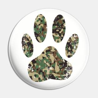 Distressed Camo Dog Paw Print Pin