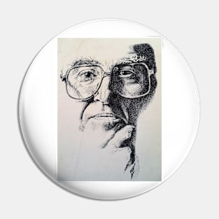 Man with Glasses Thinking Ink Drawing Pin