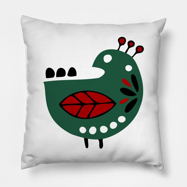 green bird Pillow by BalkanArtsy