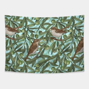 Nightingales in the olive tree Tapestry