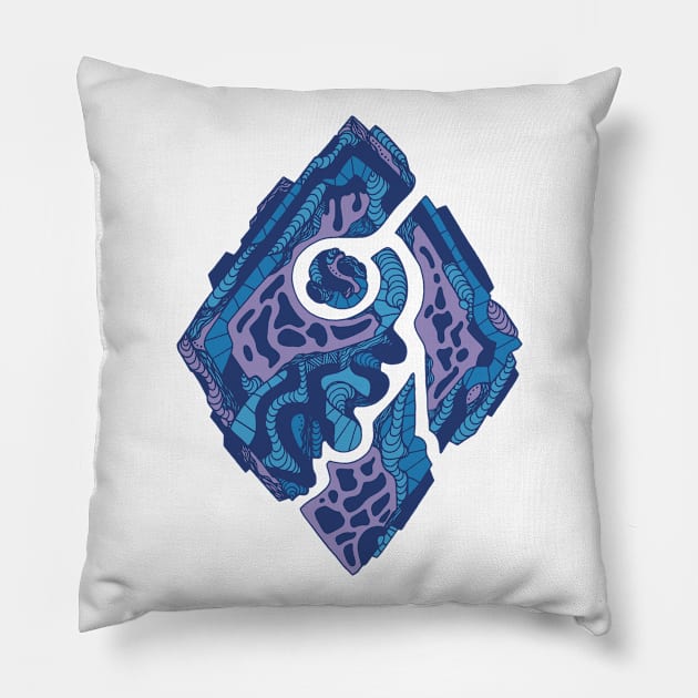 Mountain Blue Abstract Rhombus Pillow by kenallouis