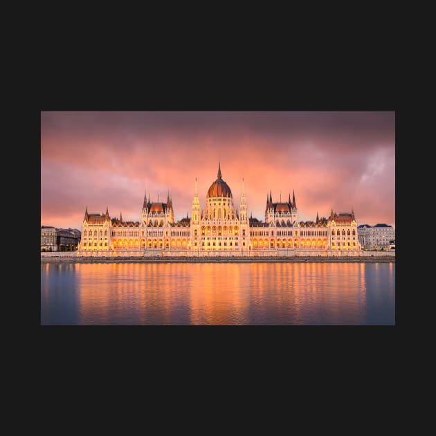 Parliament at sunrise in Budapest, Hungary by mitzobs