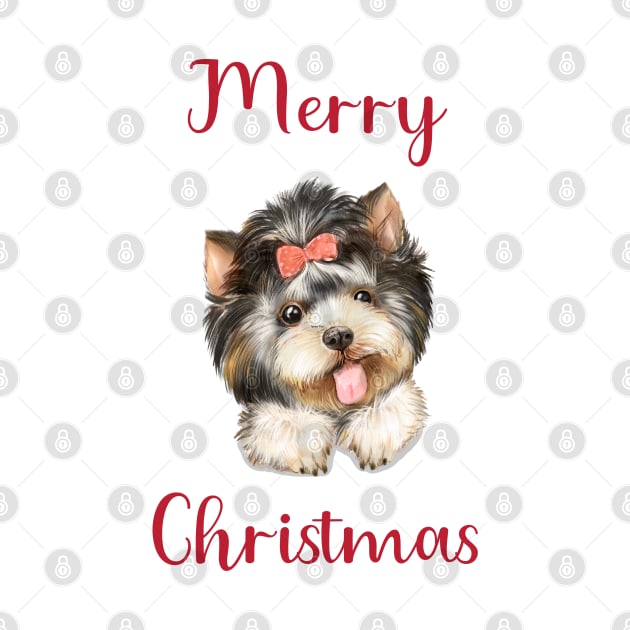 yorkshire terrier merry christmas by yorkiedoodledesigns