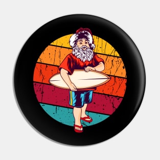 Summer Surfer Santa Pin