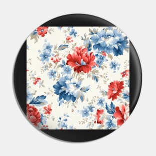 Red White and Blue Patriotic Shabby Floral Pin