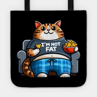 I Am Not Fat meme Tabby Cat Couch Potato Nachos Tote