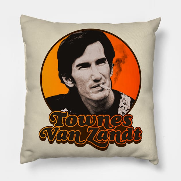 Townes Van Zandt ))(( Retro Outlaw Country Tribute Pillow by darklordpug