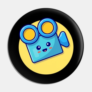 Cute Camera Movie Cartoon Vector Icon Illustration Pin