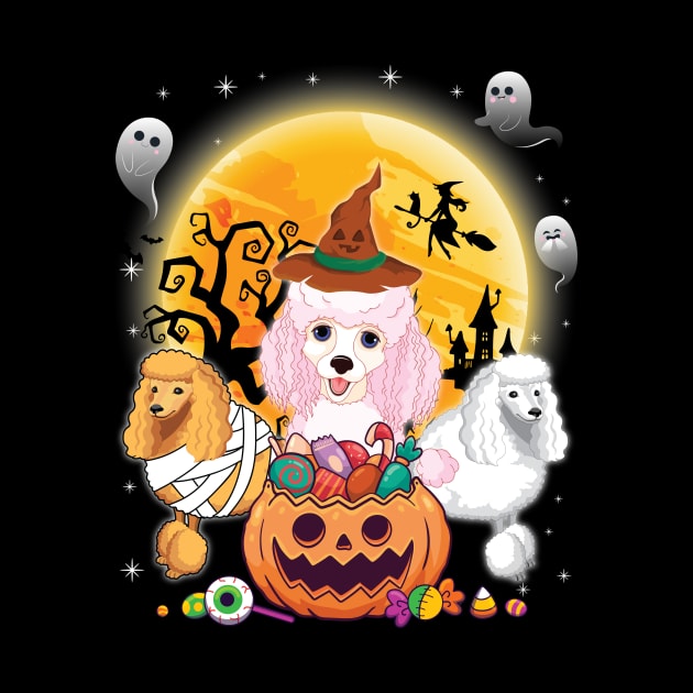 Poodle Dog Mummy Witch Moon Ghosts Happy Halloween Thanksgiving Merry Christmas Day by joandraelliot