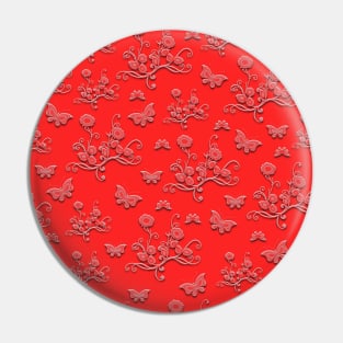 Flowers & butterflies in red Pin