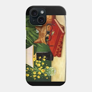 Orange Tabby, Orchids and Bee Phone Case