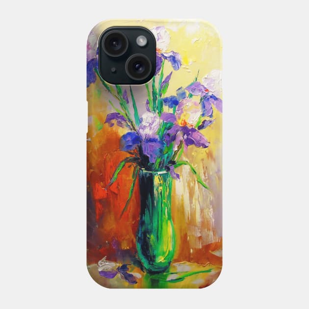 Bouquet of irises in a vase Phone Case by OLHADARCHUKART